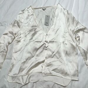 Satin Crop Long Sleeve Shirt